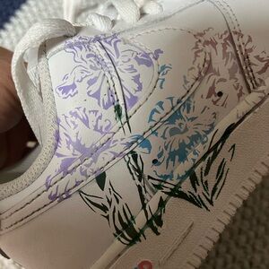 Custom 1 of a kind Air Force ones with iris flowers